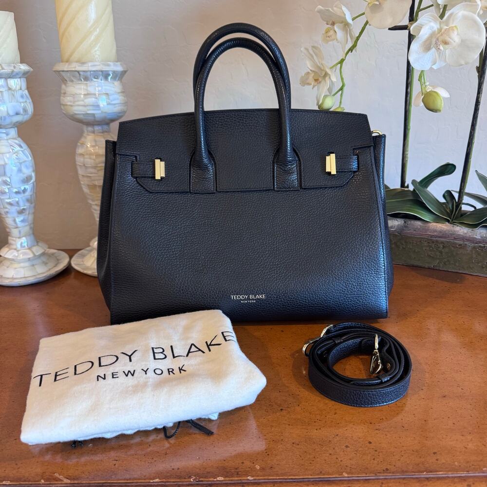 Teddy Blake Gigi Stampato Gold 13 Black Leather Handbag